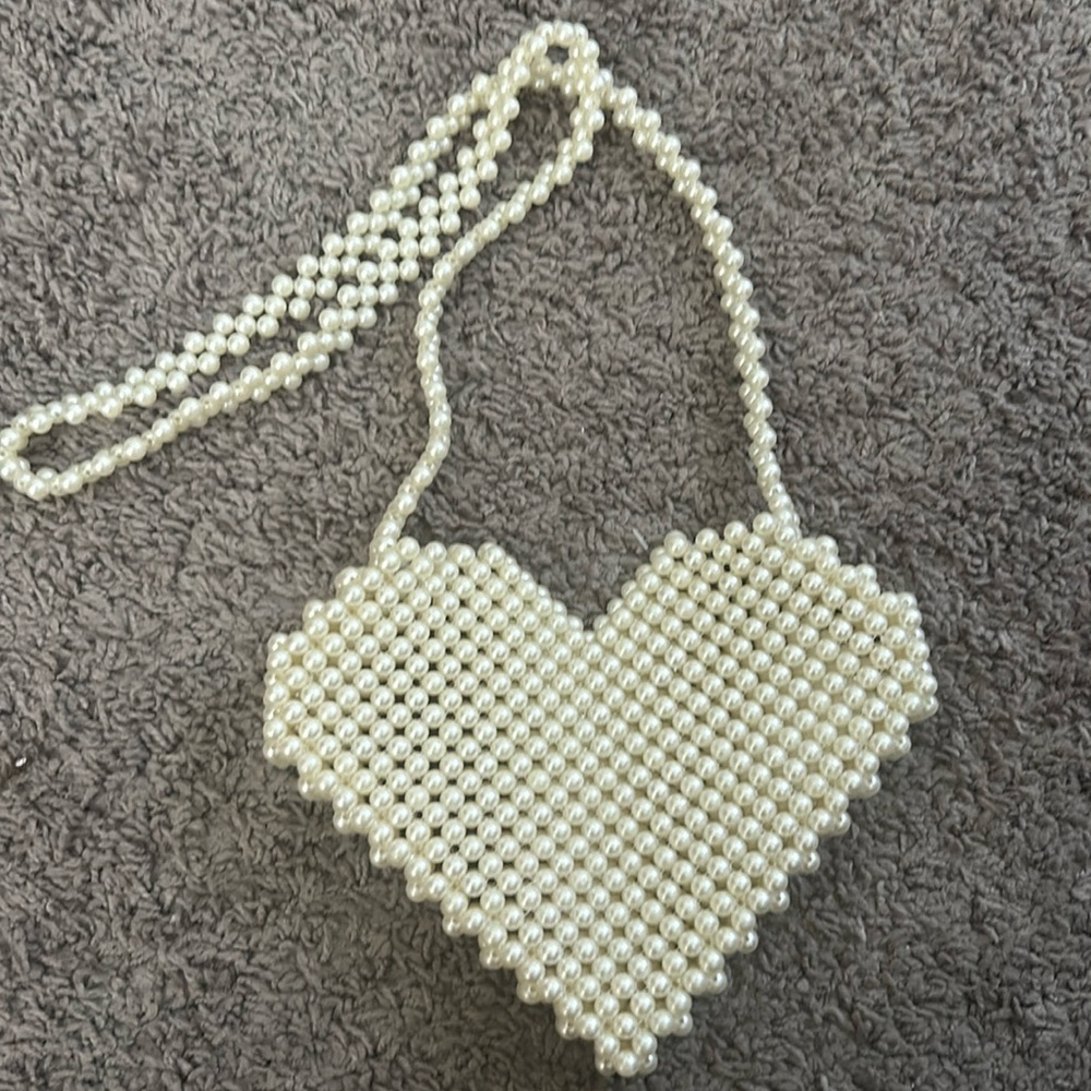 Anthropologie Heart Icon Beaded Bag/ Pearl Purse. Great for all things wedding